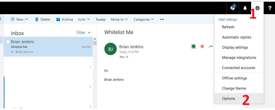 Whitelisting in Hotmail